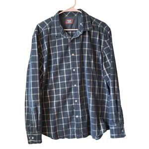 UNTUCKit Mens XL Regular Fit Navy Blue Grey Plaid Button Down Shirt